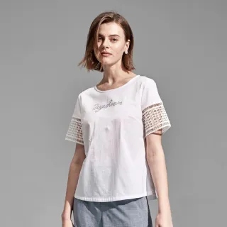 【MYSHEROS 蜜雪兒】純棉上衣 點點刺繡 英字傘圖 撞色拼接(深藍) 歷史價格詳細信息