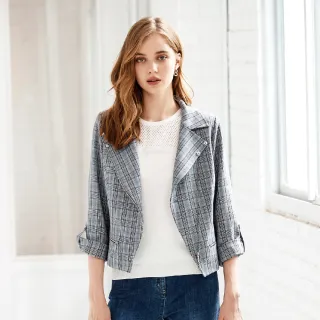 蜜雪兒MySHEROS-立領大格子五分袖上衣-黑9310-14252-20 歷史價格詳細信息