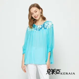 【KERAIA 克萊亞】冰心鳶尾藍印花蠶絲方巾 歷史價格詳細信息