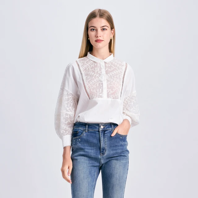 【KERAIA 克萊亞】白月光彩條花紗袖拼接襯衫 歷史價格詳細信息