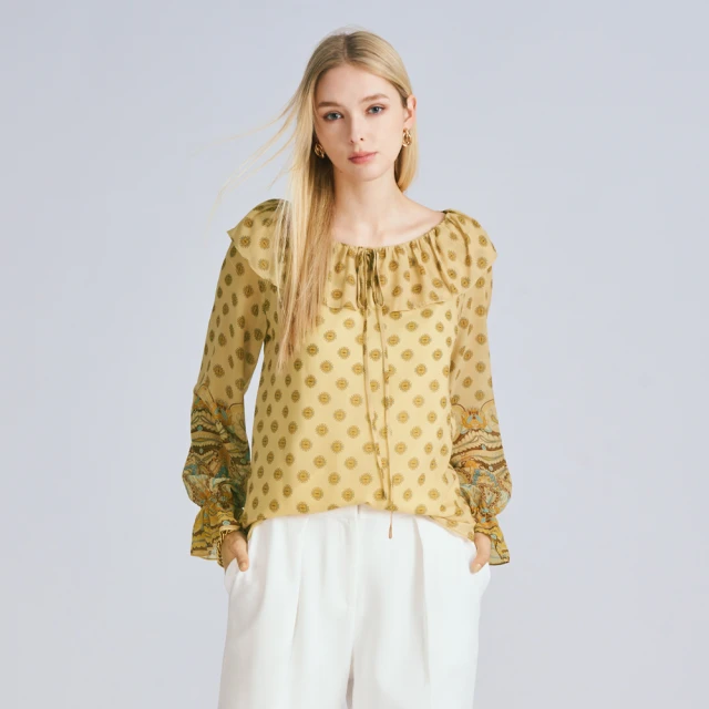 【KERAIA 克萊亞】金風玉露秋意雪紡上衣(兩色；M-XXL) 歷史價格詳細信息