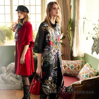 【KERAIA 克萊亞】夢幻丁香紫法式浪漫印花拼接襯衫 歷史價格詳細信息
