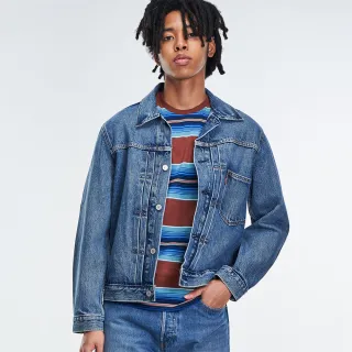【LEVIS】男款 Type 1復古寬鬆版毛領牛仔外套 / 精工中藍染水洗 / 後調節帶設計  人氣新品 歷史價格詳細信息