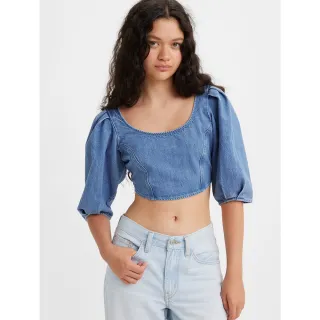 【LEVIS】女款 牛仔澎澎袖襯衫 / 精工中藍染水洗 熱賣單品 歷史價格詳細信息