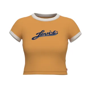 【LEVIS】女款 復古滾邊短版T恤 / 修身版型 / 膠印泡泡字母Logo 蘭花紫 熱賣單品 歷史價格詳細信息