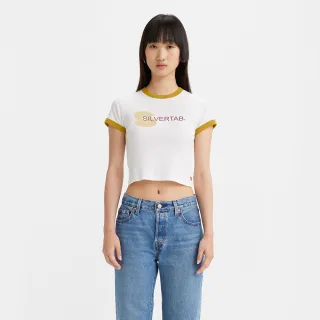 【LEVIS】女款 復古滾邊短版T恤 / 修身版型 / 膠印泡泡字母Logo 蘭花紫 熱賣單品 歷史價格詳細信息