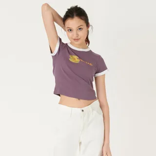 【LEVIS】女款 復古滾邊短版T恤 / 修身版型 / 膠印泡泡字母Logo 蘭花紫 熱賣單品 歷史價格詳細信息