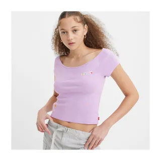 【LEVIS】女款 修身短版T恤 / 蝴蝶、小花Logo刺繡 靛藍 熱賣單品 A6065-0001 歷史價格詳細信息