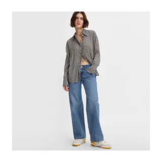 【LEVIS】女款 低腰寬直筒牛仔長褲 / 復古深藍水洗刷白 人氣新品 A5566-0006 歷史價格詳細信息