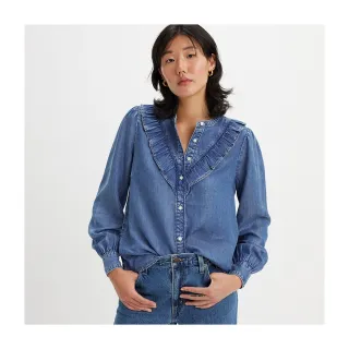 【LEVIS】女款 無領荷葉邊亞麻襯衫 人氣新品 A7356-0000 歷史價格詳細信息