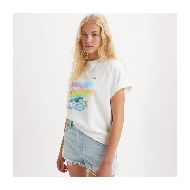 Levis 短袖學院T恤 / 中短版方正寬袖版型 / 雛菊復古Logo 女款-人氣新品 69973-0214 歷史價格詳細信息