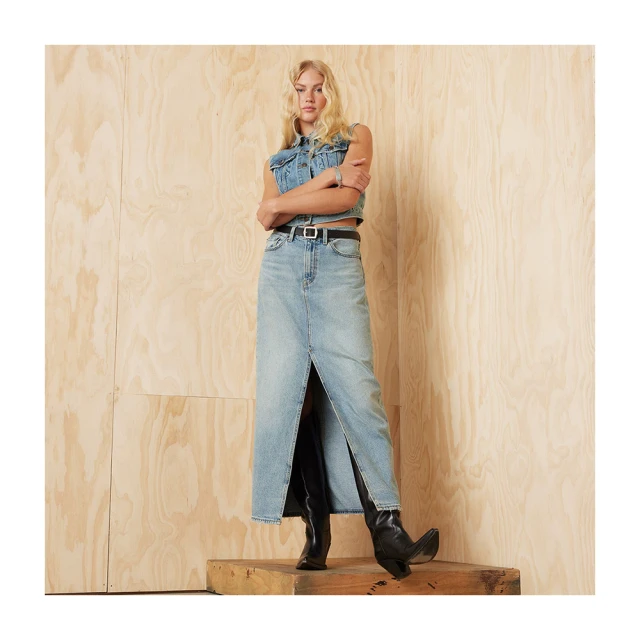 Levis 中腰開岔牛仔長裙 / 精工深藍染水洗 女款-人氣新品 39450-0004 歷史價格詳細信息