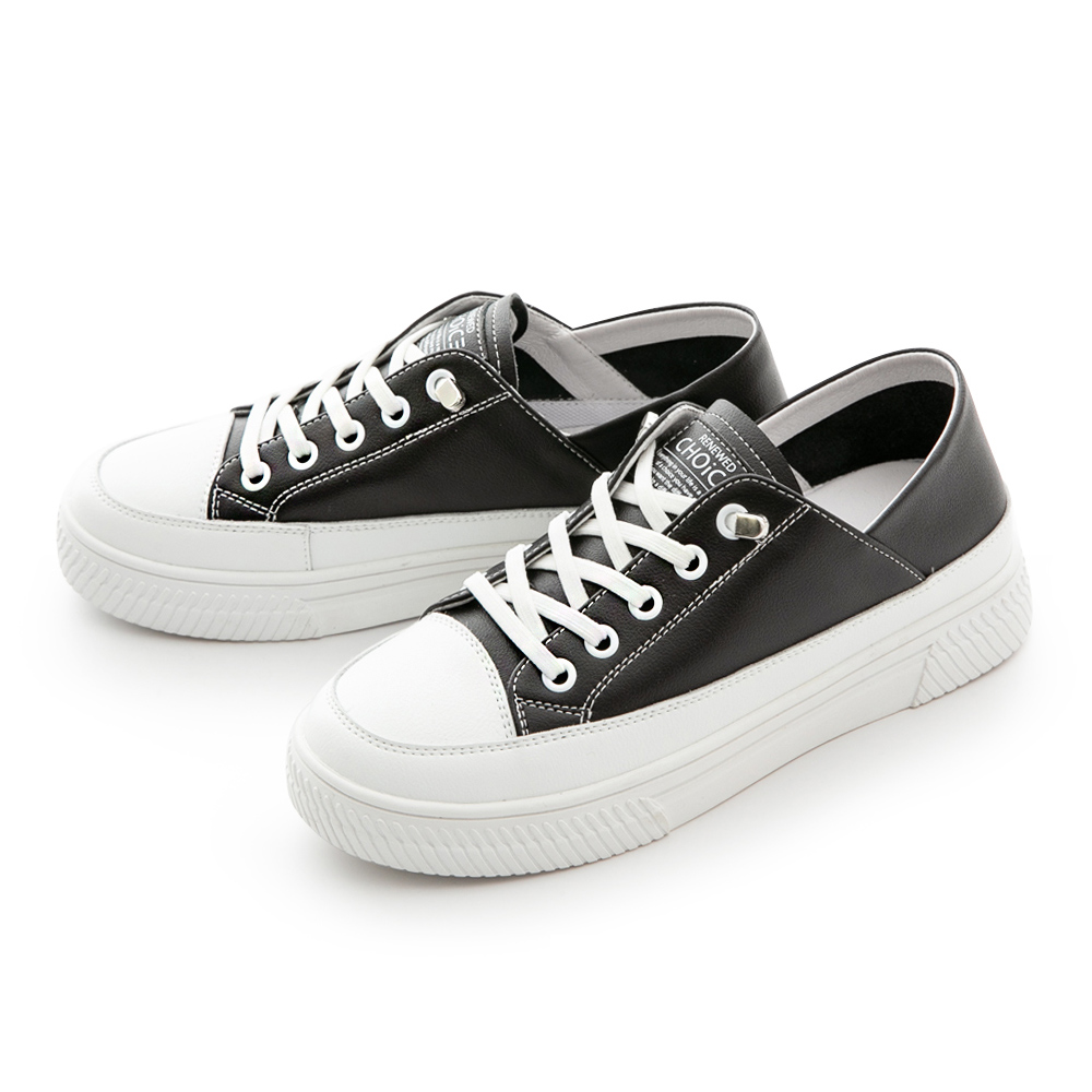 【CHOiCE】免綁帶牛皮厚底休閒鞋(白色) 歷史價格詳細信息