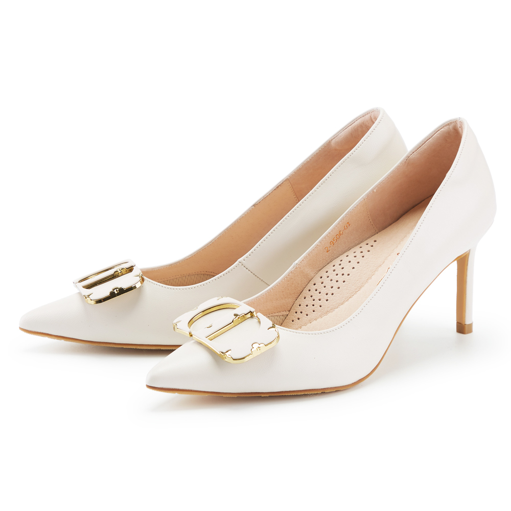 ORIN 造型洞洞真皮鑲金低跟真皮拖鞋 白色 歷史價格詳細信息