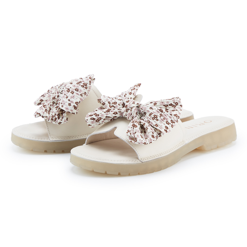 ORIN 復刻經典牛皮馬銜釦平底涼拖鞋 米白 歷史價格詳細信息