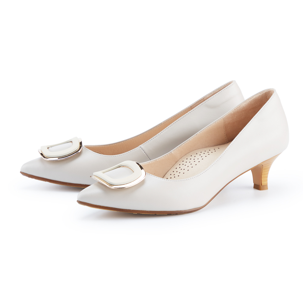 ORIN 金屬斜邊飾條羊皮中跟 女 拖鞋 白色 歷史價格詳細信息