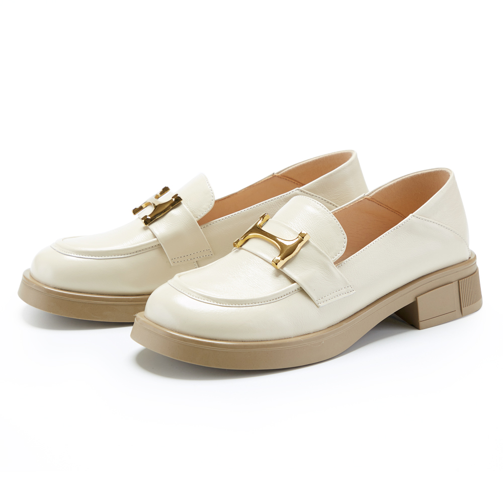 CHOiCE 真皮復古撞色免綁帶厚底休閒鞋 白+綠 歷史價格詳細信息