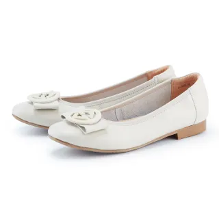 ORIN 蝴蝶結圓牌鬆緊帶真皮平底鞋 白色 歷史價格詳細信息