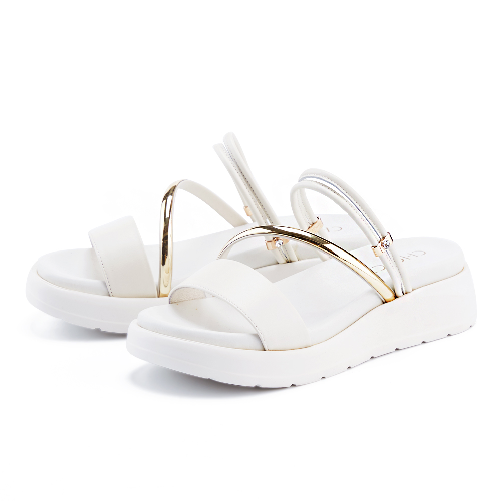 CHOiCE 素面牛皮綁帶厚底高筒休閒鞋 米色 歷史價格詳細信息