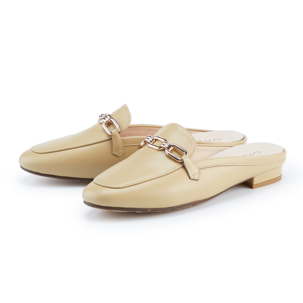 ORIN 金屬斜邊飾條羊皮中跟 女 拖鞋 白色 歷史價格詳細信息