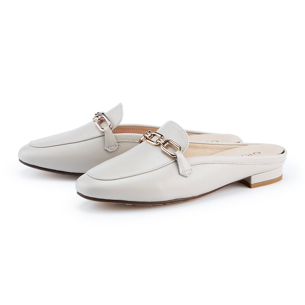 ORIN 金屬鏤空皮帶牛皮樂福鞋 白色 歷史價格詳細信息