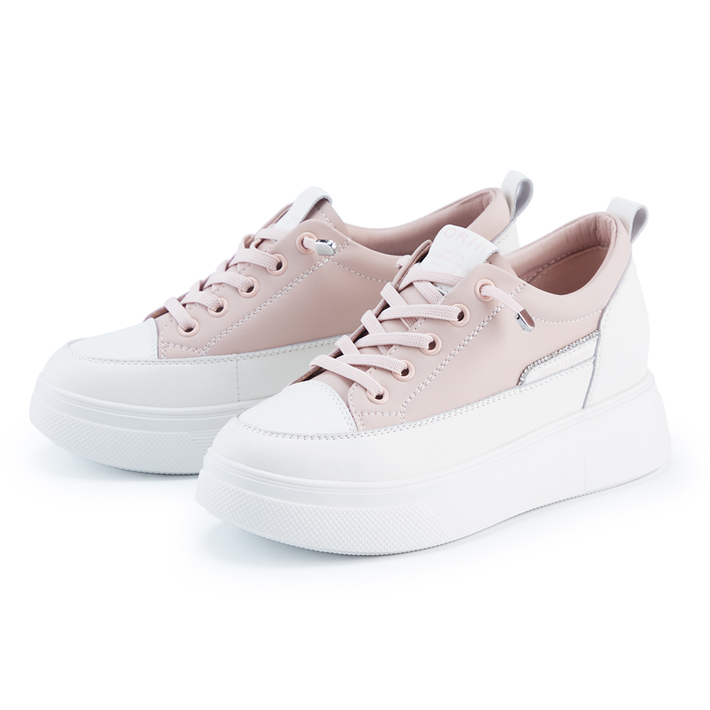 ORIN 燙鑽真皮免綁帶厚底休閒鞋 白+白鞋帶 歷史價格詳細信息