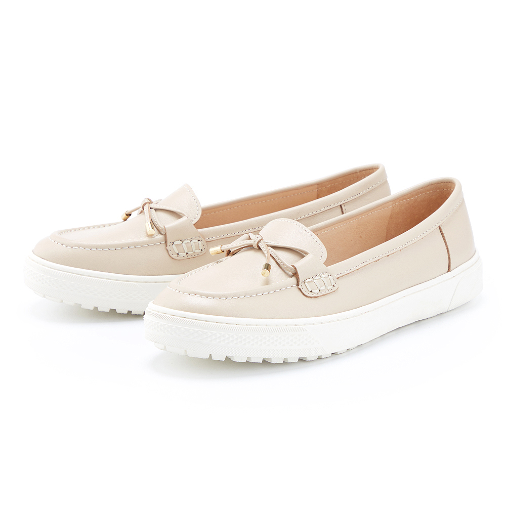 MAGY 經典素面蝴蝶結真皮厚底休閒鞋 白色 歷史價格詳細信息