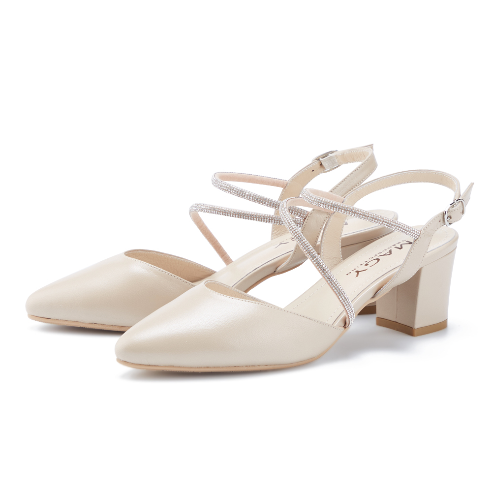 MAGY 質感金屬條飾真皮尖頭 女 高跟鞋 灰色 歷史價格詳細信息