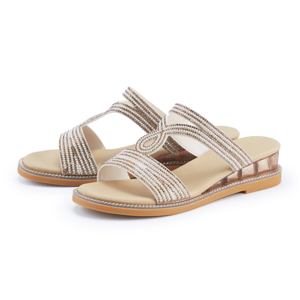 ORIN 水鑽斜邊鑲金厚底拖鞋 銀色 歷史價格詳細信息