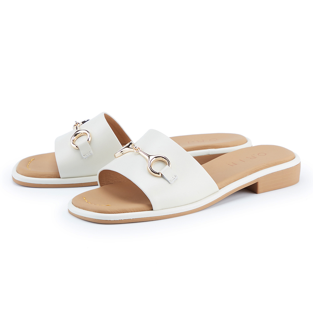 ORIN 經典牛皮馬銜釦穆勒低跟鞋 淺可可 歷史價格詳細信息