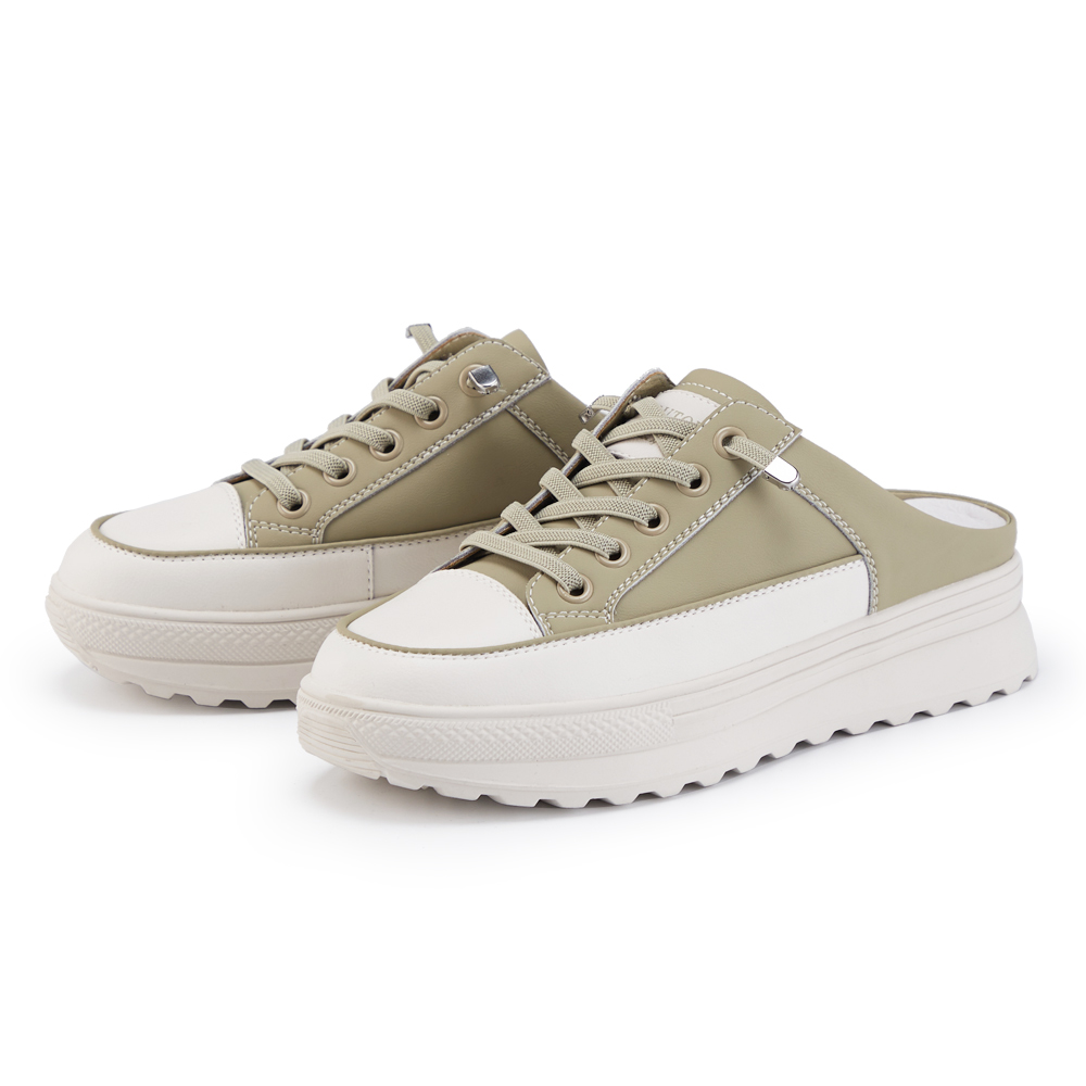 ORIN 牛皮燙鑽免綁帶厚底休閒鞋 綠色 歷史價格詳細信息