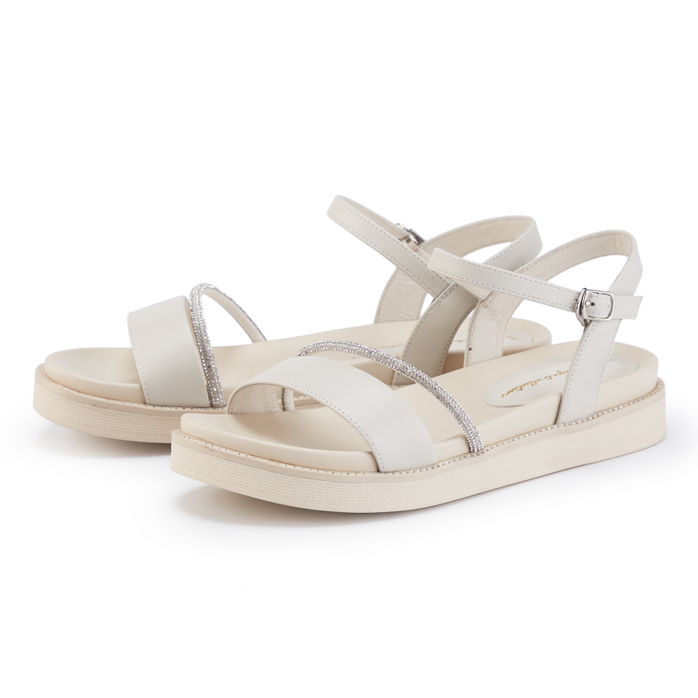 ORIN 羊皮蝴蝶結飾釦尖頭平底鞋 白色 歷史價格詳細信息