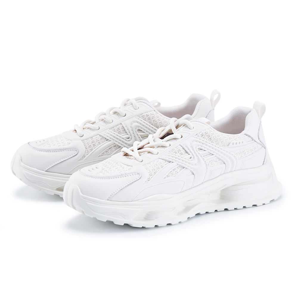 CHOiCE 牛皮拼接網布綁帶厚底休閒鞋 白色 歷史價格詳細信息