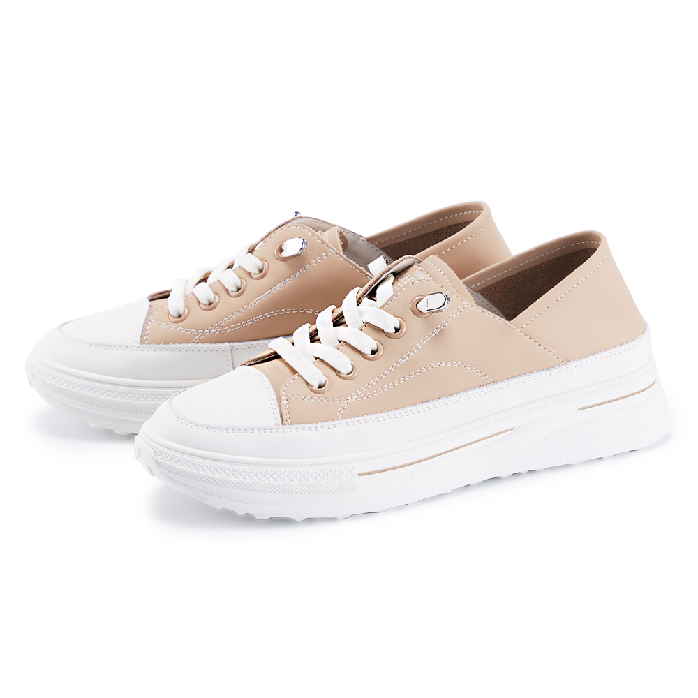 【CHOiCE】厚底綁帶造型反光老爹鞋(杏色) 歷史價格詳細信息