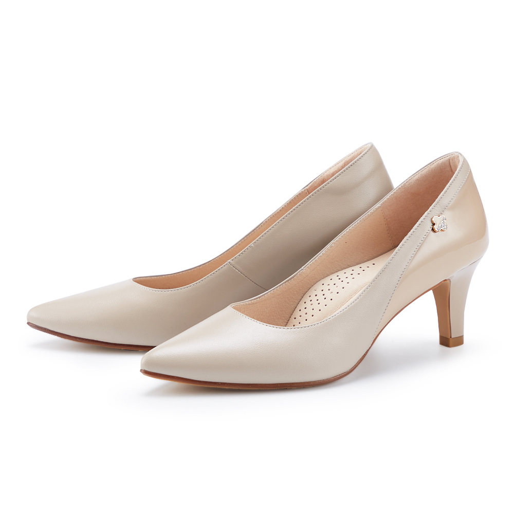 MAGY 質感金屬條飾真皮尖頭 女 高跟鞋 灰色 歷史價格詳細信息