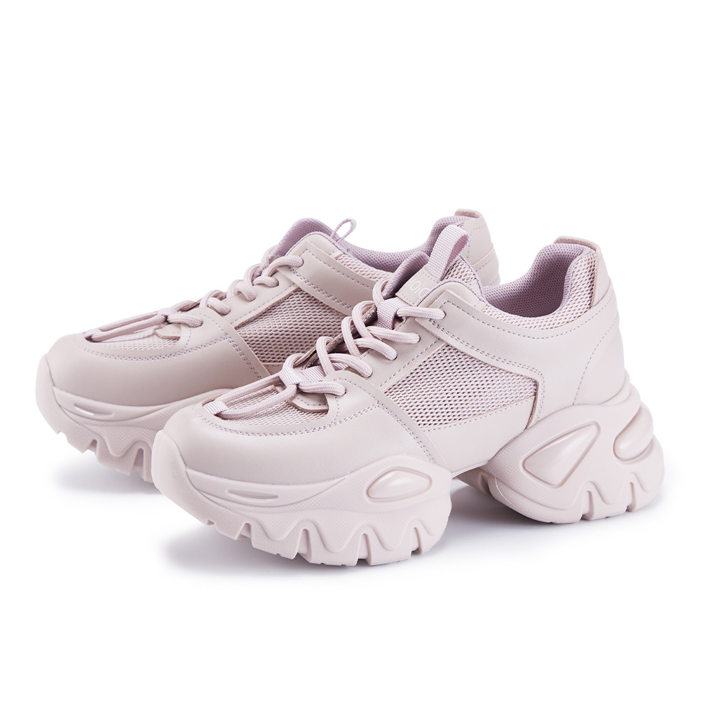 【CHOiCE】厚底綁帶造型反光老爹鞋(杏色) 歷史價格詳細信息