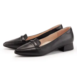 ORIN 素面金屬跟尖頭牛皮低跟鞋 黑色 歷史價格詳細信息