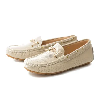 ORIN 洞洞造型蝴蝶結真皮方頭平底鞋 杏色 歷史價格詳細信息