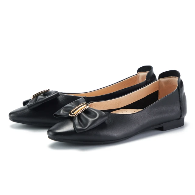 MAGY 蝴蝶結圓牌五金真皮低跟鞋 藍色 歷史價格詳細信息