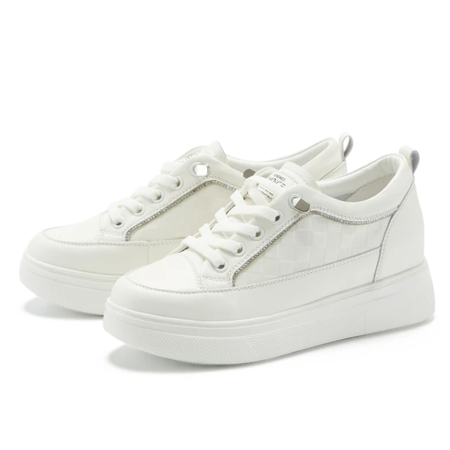 CHOiCE 鑽飾牛皮拼接網布厚底休閒老爹鞋 白色 歷史價格詳細信息