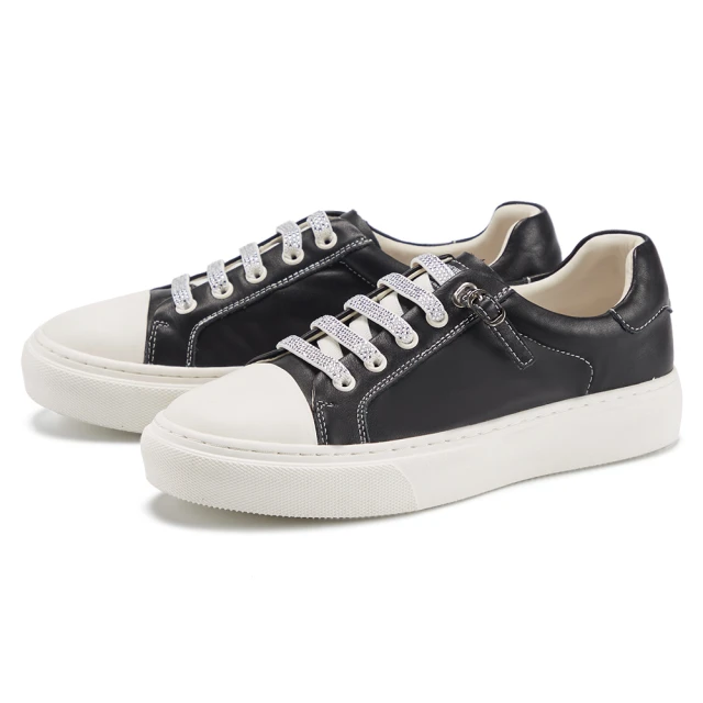 CHOiCE 真皮鑽飾棋盤格免綁帶厚底休閒鞋 米白 歷史價格詳細信息