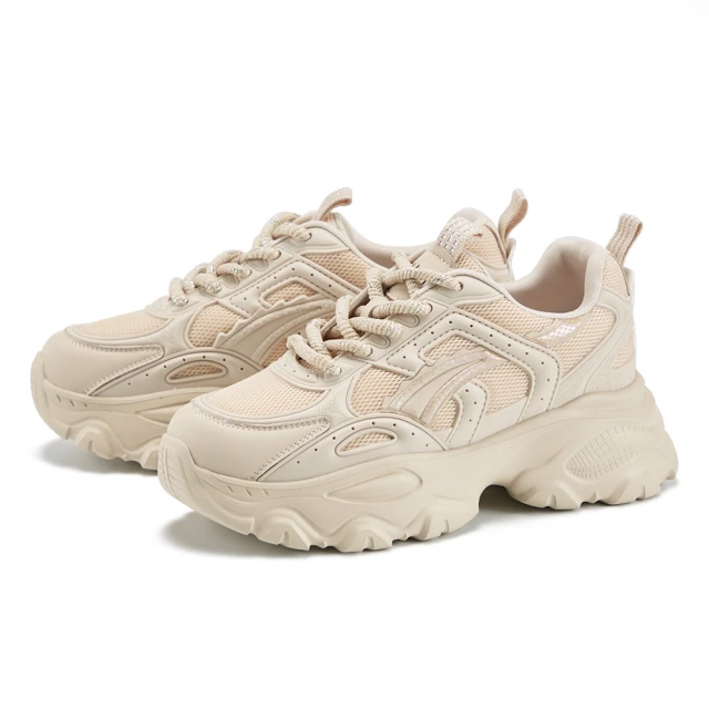 【CHOiCE】厚底綁帶造型反光老爹鞋(杏色) 歷史價格詳細信息