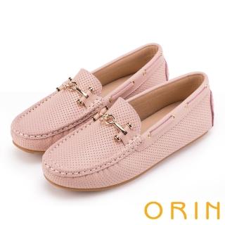 ORIN 牛皮金屬飾釦洞洞 女 平底鞋 粉紅 歷史價格詳細信息