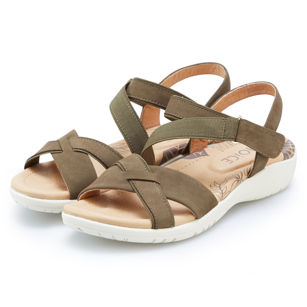 CHOiCE 夏日斜帶交叉牛皮厚底 女 涼鞋 綠色 歷史價格詳細信息