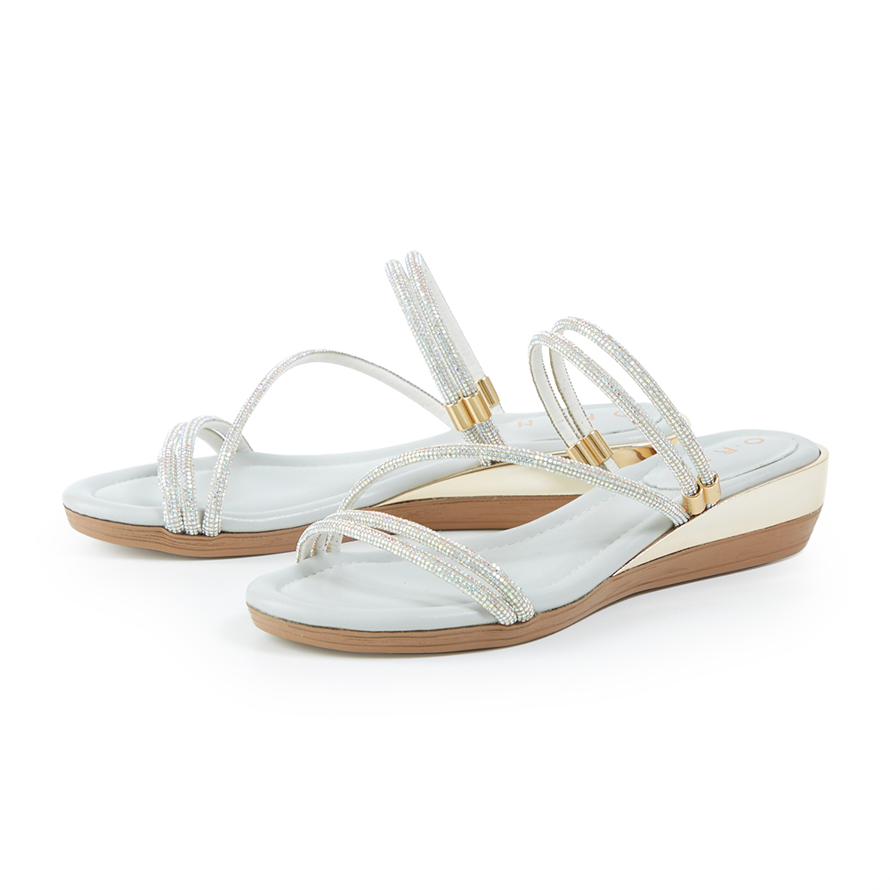 ORIN 斜邊皮革鍊帶平底拖鞋 灰色 歷史價格詳細信息