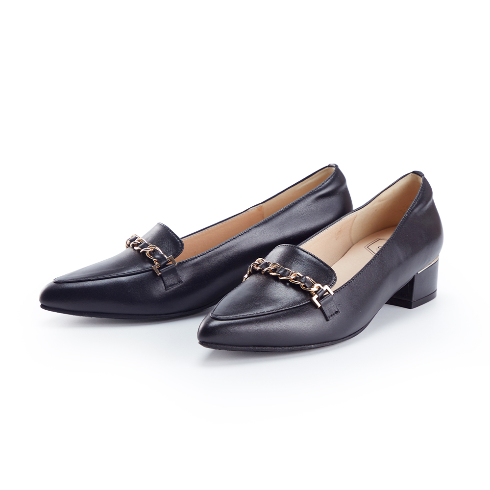 ORIN 金屬鍊條真皮低跟樂福鞋 白色 歷史價格詳細信息