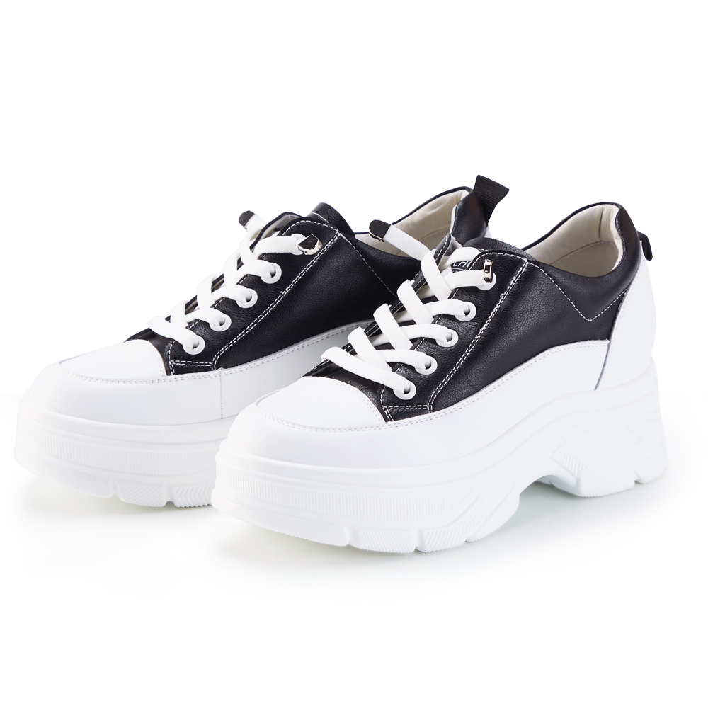 【CHOiCE】免綁帶牛皮厚底休閒鞋(白色) 歷史價格詳細信息