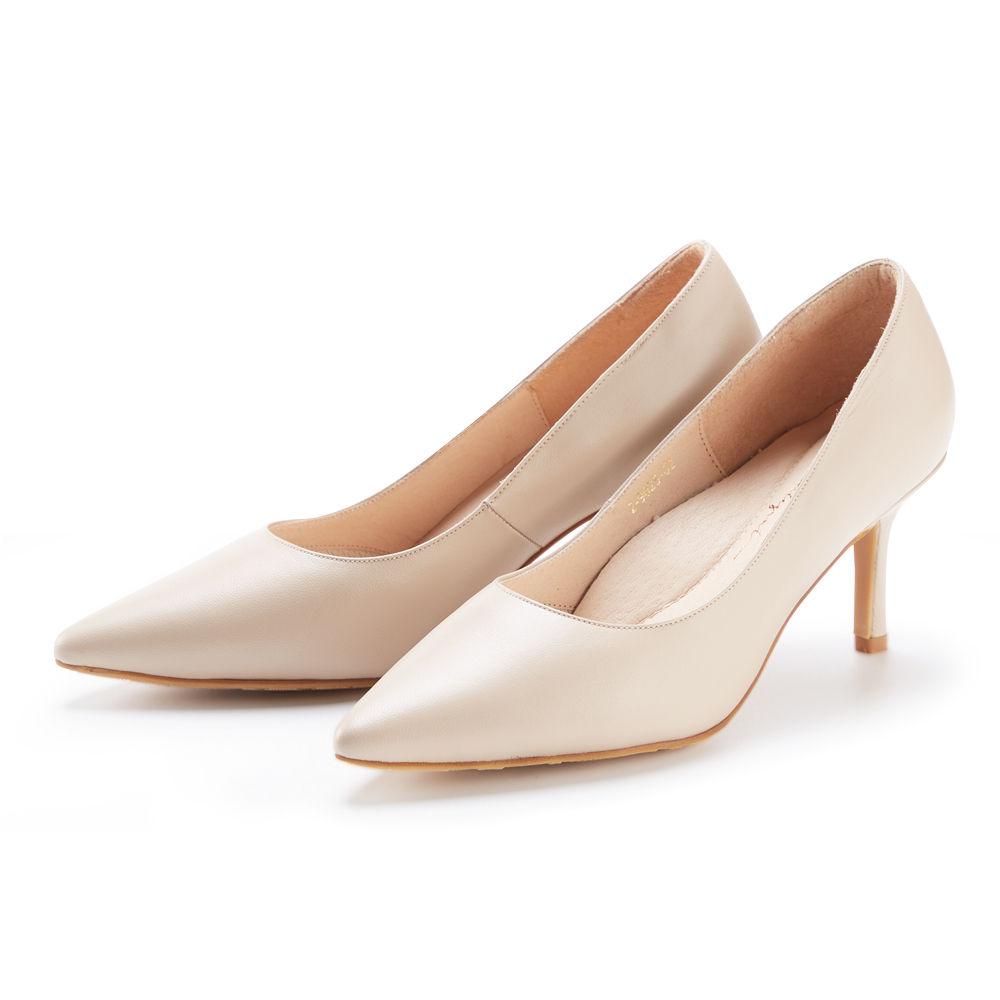 ORIN 素面金屬跟尖頭牛皮低跟鞋 黑色 歷史價格詳細信息