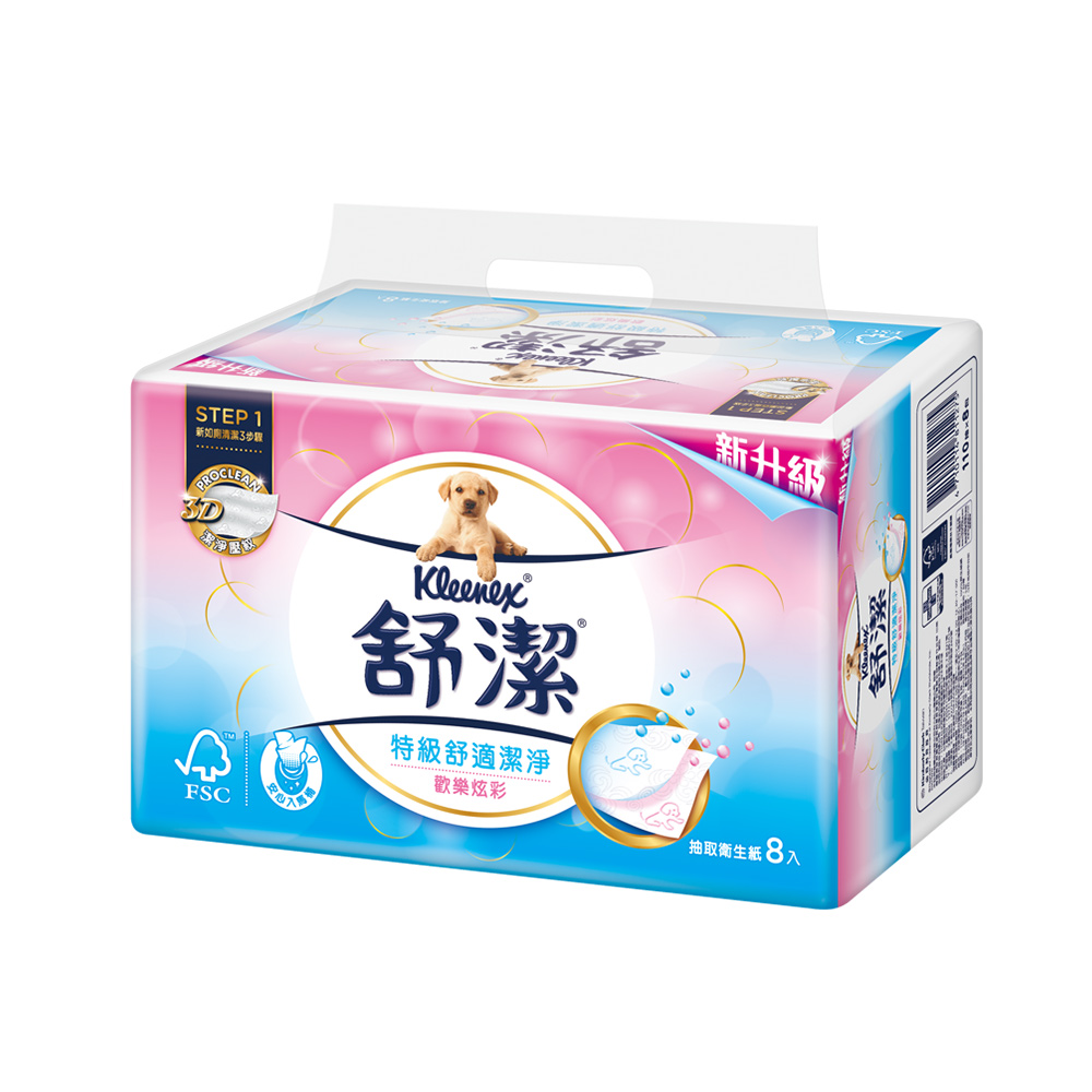 舒潔 歡樂炫彩抽取衛生紙(110抽x8包x8串/箱) 歷史價格詳細信息