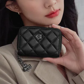 2R 綿霜羊皮 Kerry 菱格風琴卡片短夾 經典黑 歷史價格詳細信息